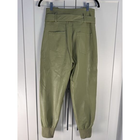 Venti6 Faux Leather Green Paper Bag Highwaisted Womens Joggers Size M Retro - Picture 3 of 10